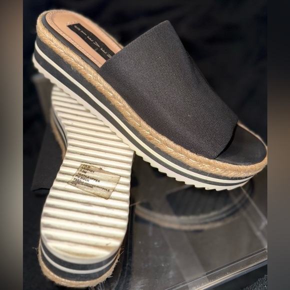 Seven7 Black Espadrille Platform Sandals - Picture 2 of 12